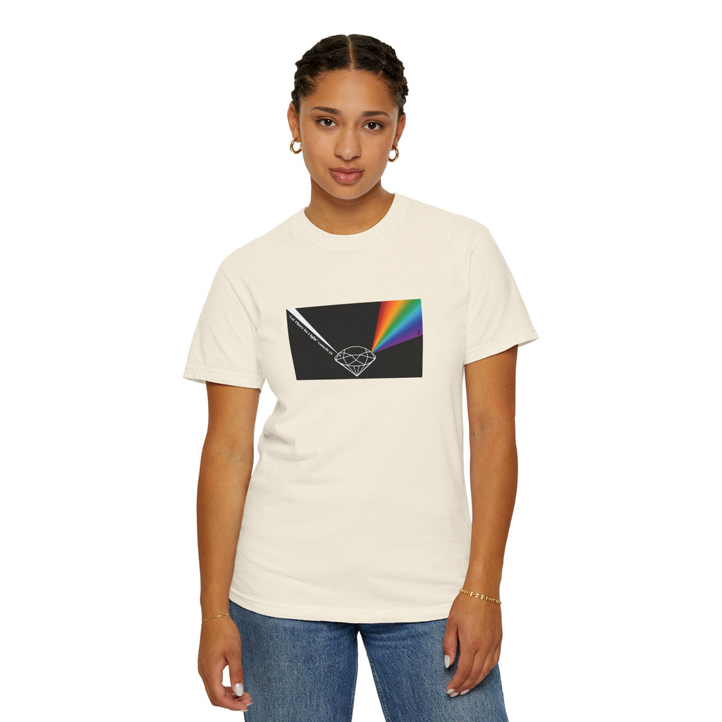 Prism Diamond Tee — Rainbow "Let There Be Light" Spectrum Graphic T-Shirt