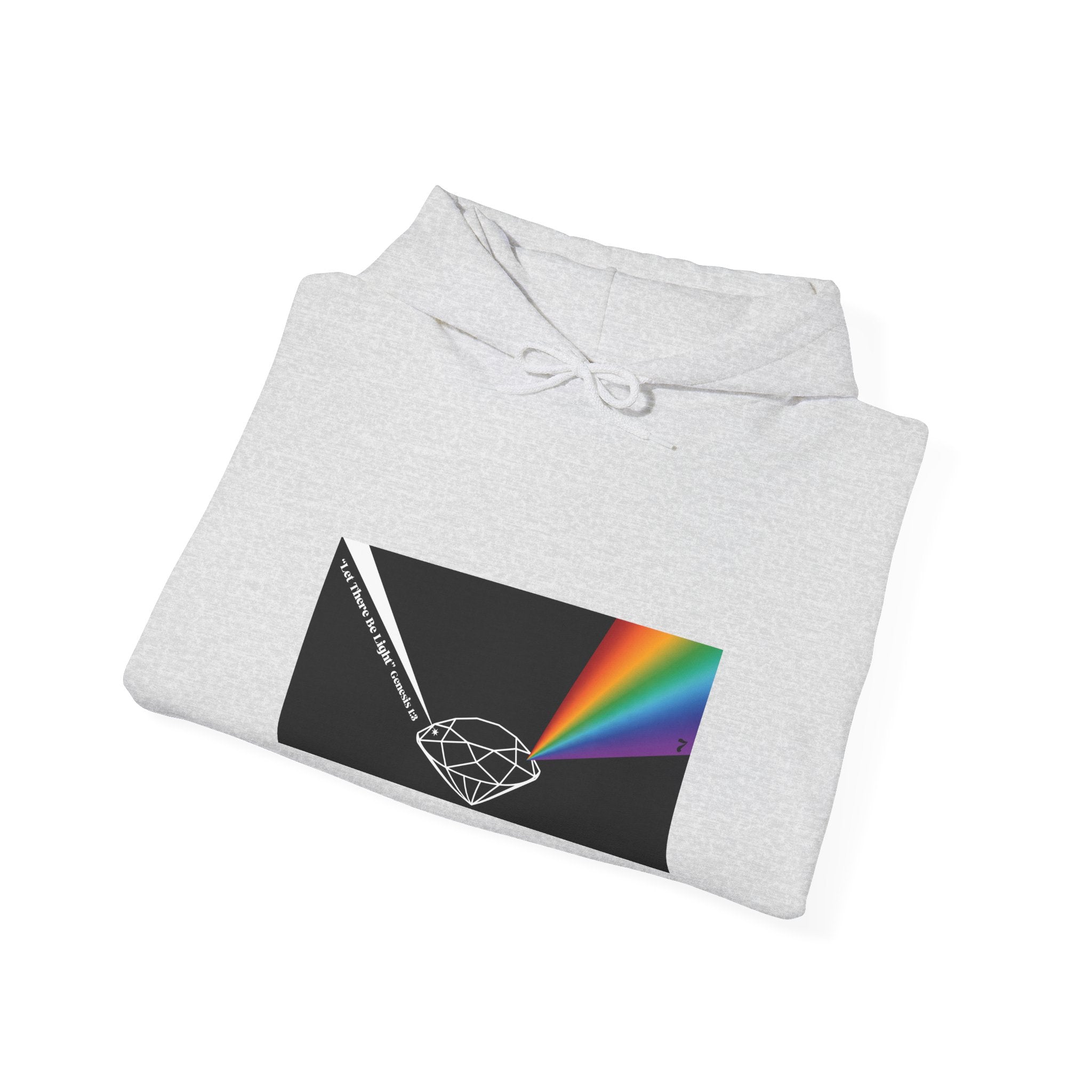 Unisex Prism Diamond "Let There Be Light" Hoodie | Rainbow Spectrum Prism Hooded Sweatshirt