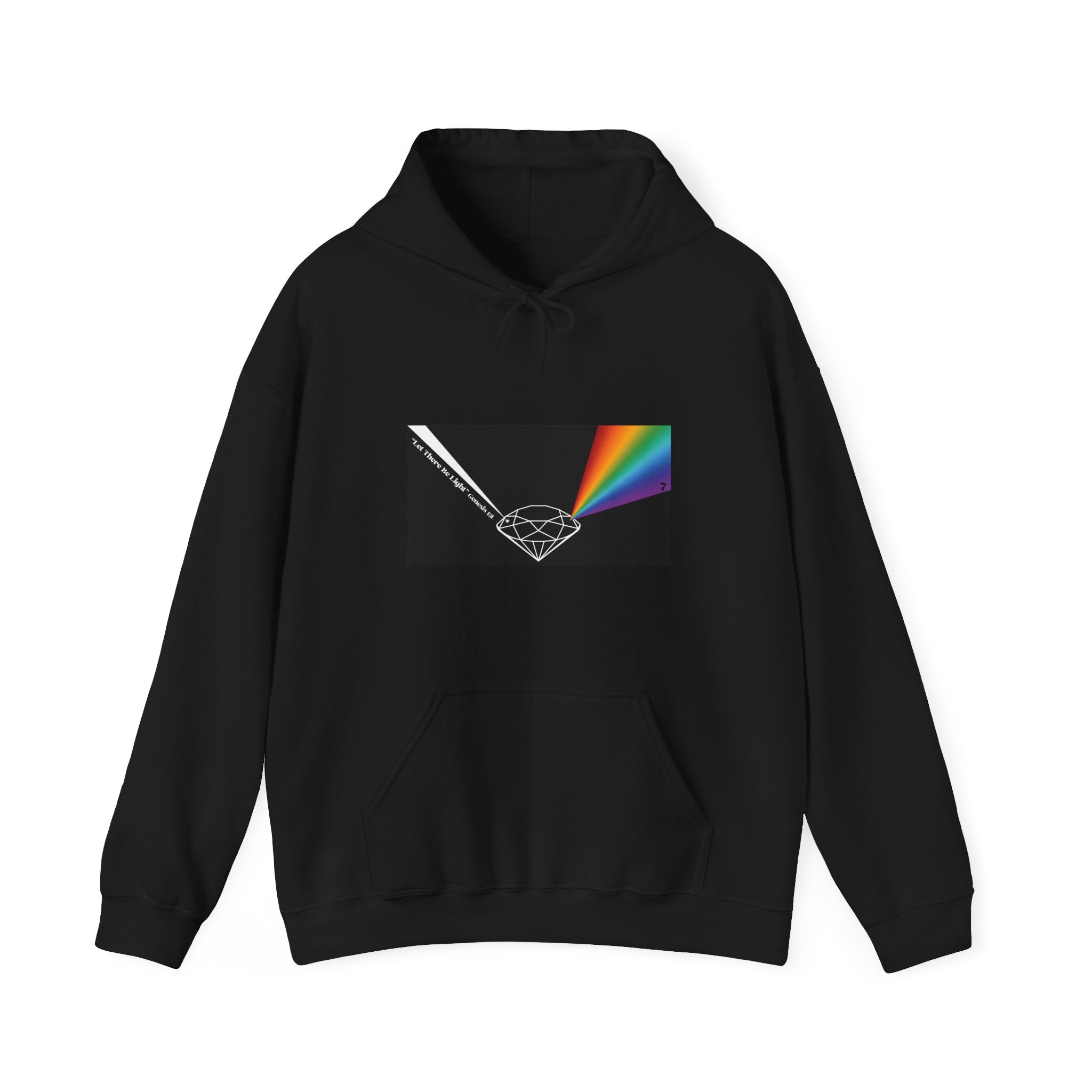 Unisex Prism Diamond "Let There Be Light" Hoodie | Rainbow Spectrum Prism Hooded Sweatshirt