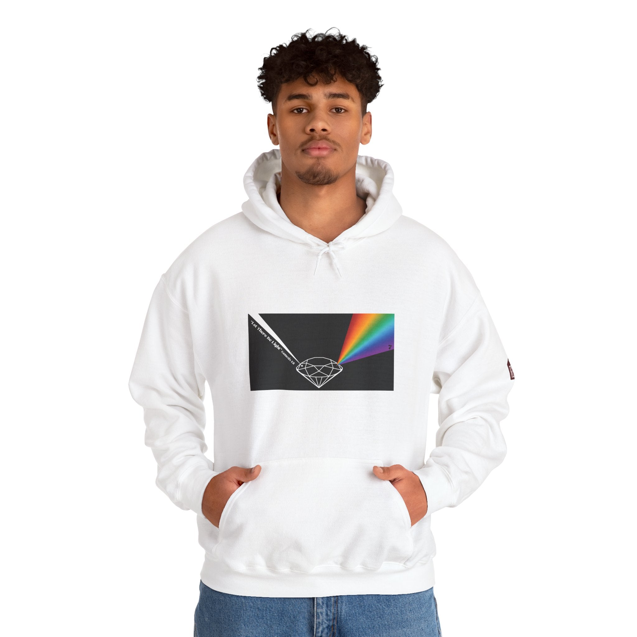 Unisex Prism Diamond "Let There Be Light" Hoodie | Rainbow Spectrum Prism Hooded Sweatshirt