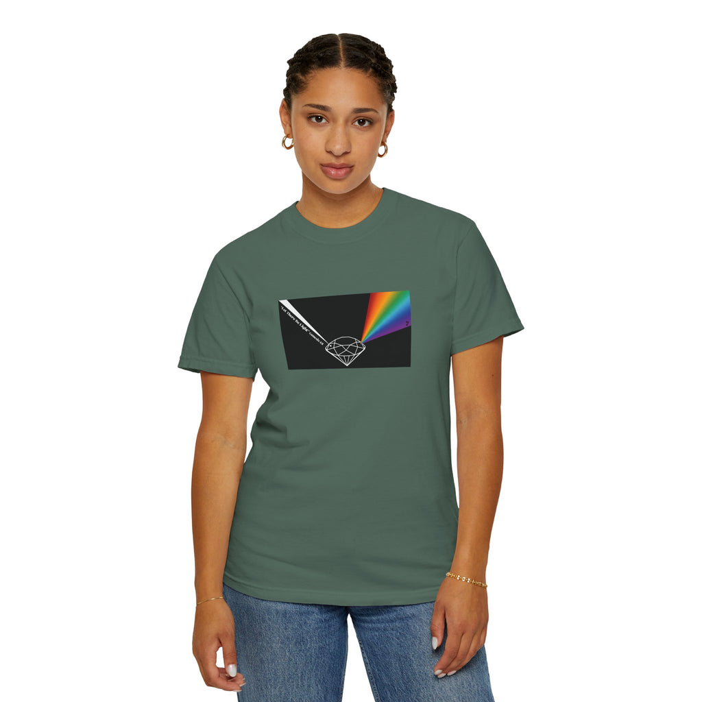 Prism Diamond Tee — Rainbow "Let There Be Light" Spectrum Graphic T-Shirt