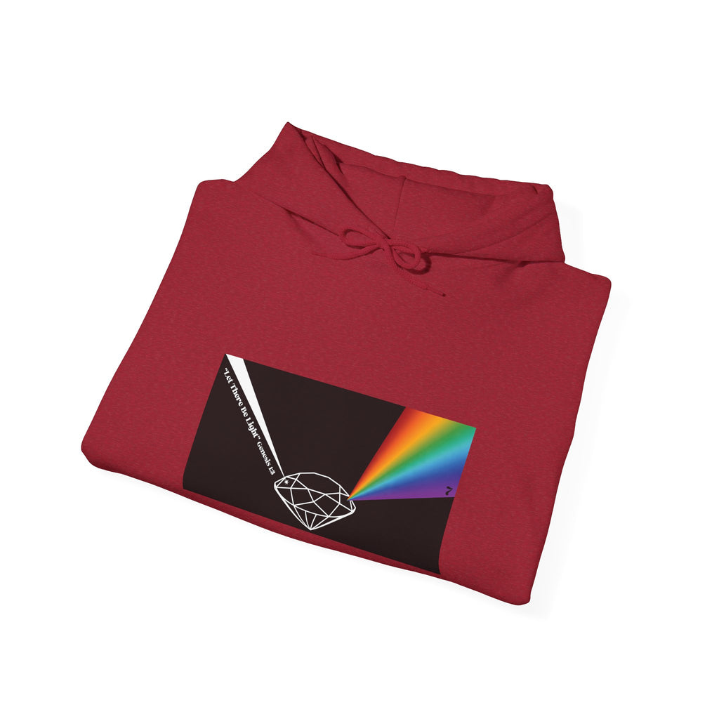 Unisex Prism Diamond "Let There Be Light" Hoodie | Rainbow Spectrum Prism Hooded Sweatshirt