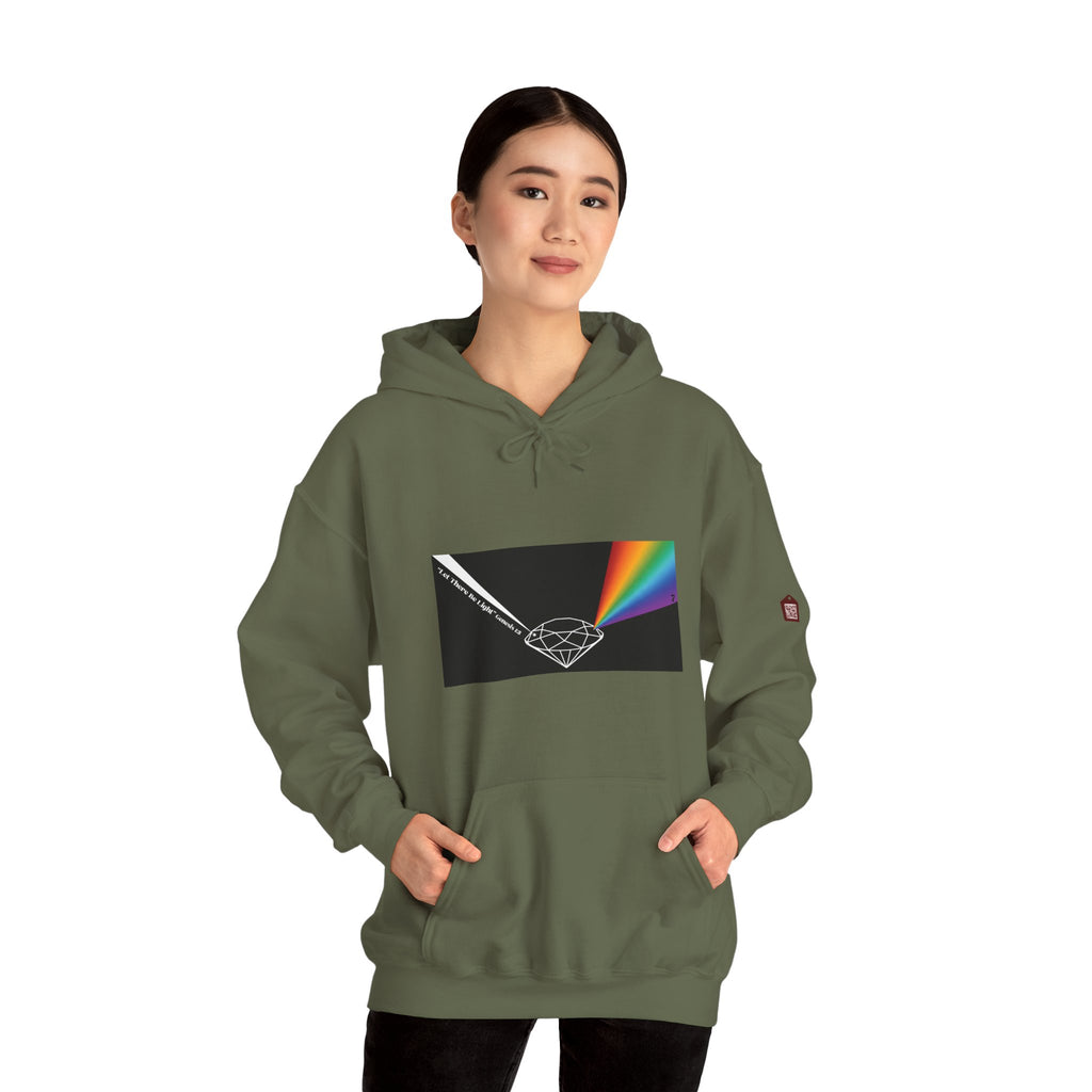 Unisex Prism Diamond "Let There Be Light" Hoodie | Rainbow Spectrum Prism Hooded Sweatshirt