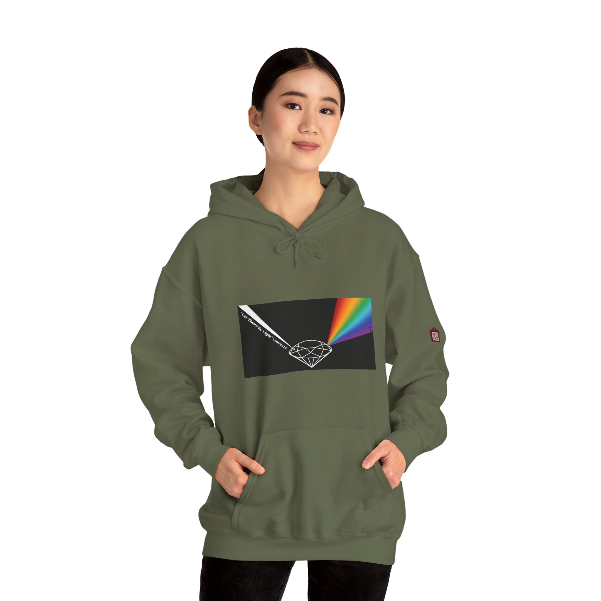 Unisex Prism Diamond "Let There Be Light" Hoodie | Rainbow Spectrum Prism Hooded Sweatshirt