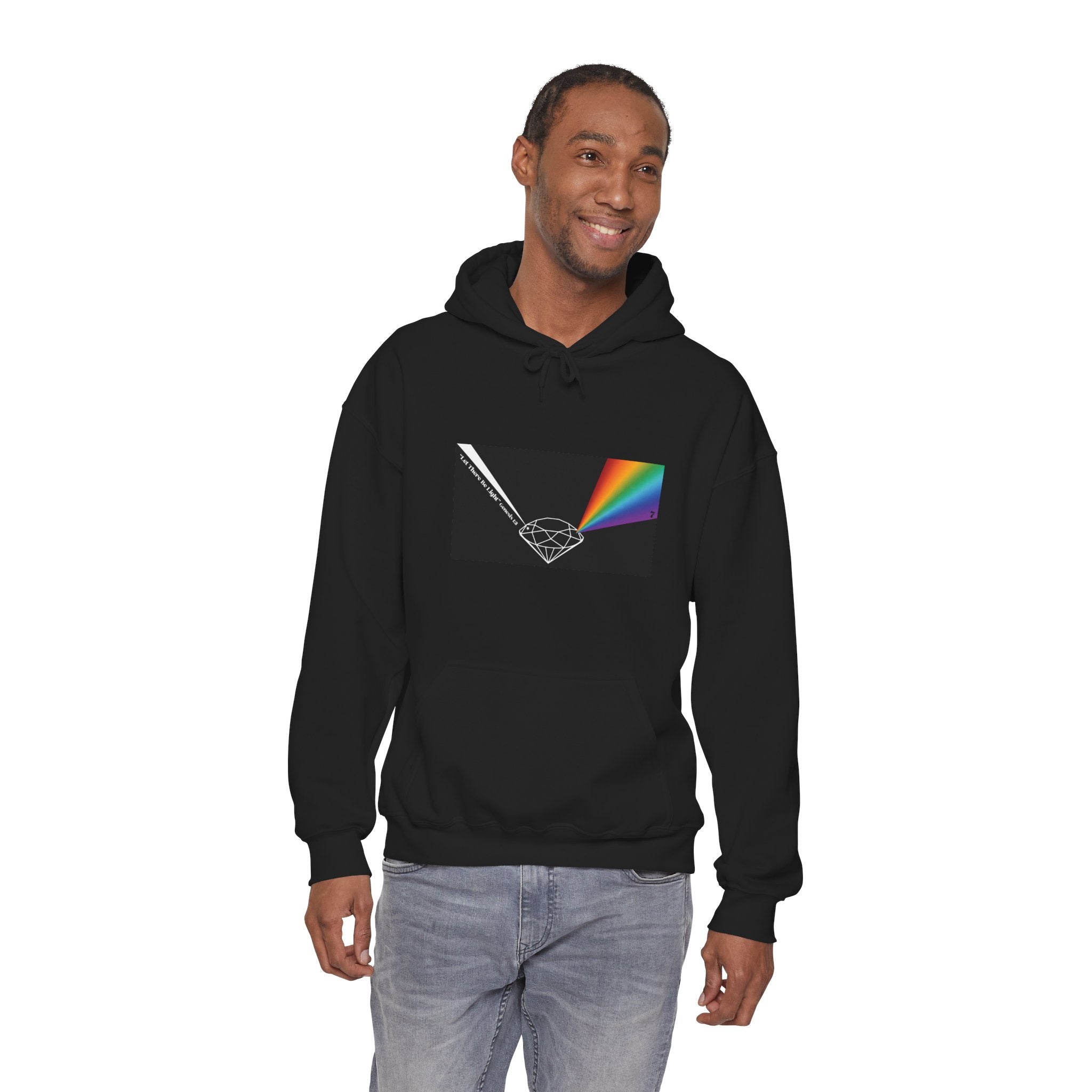 Unisex Prism Diamond "Let There Be Light" Hoodie | Rainbow Spectrum Prism Hooded Sweatshirt