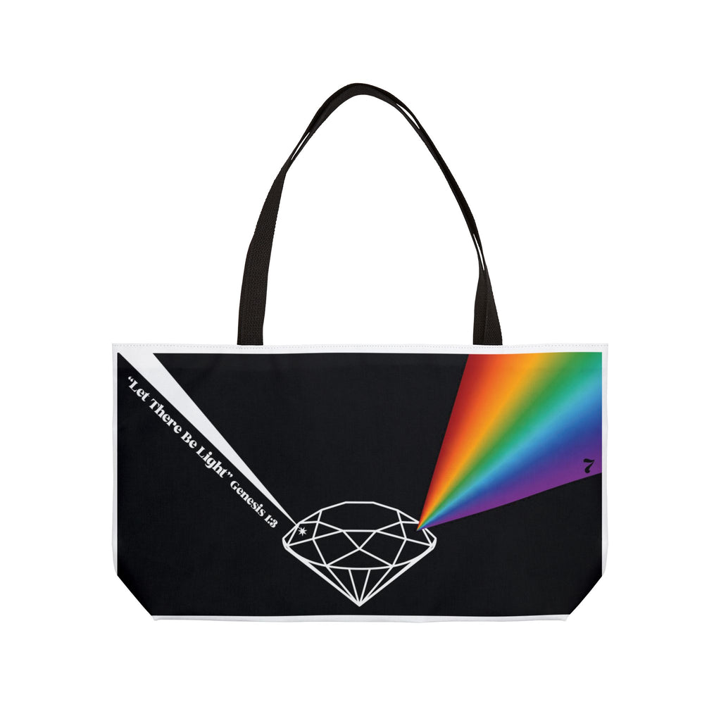 Weekender Tote Bag — Prism Diamond Rainbow Design Tote ("Let There Be Light")
