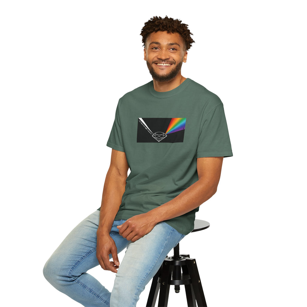 Prism Diamond Tee — Rainbow "Let There Be Light" Spectrum Graphic T-Shirt