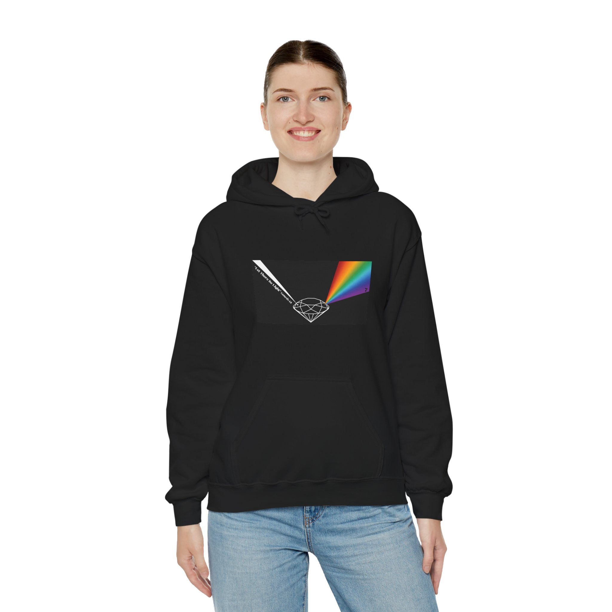Unisex Prism Diamond "Let There Be Light" Hoodie | Rainbow Spectrum Prism Hooded Sweatshirt
