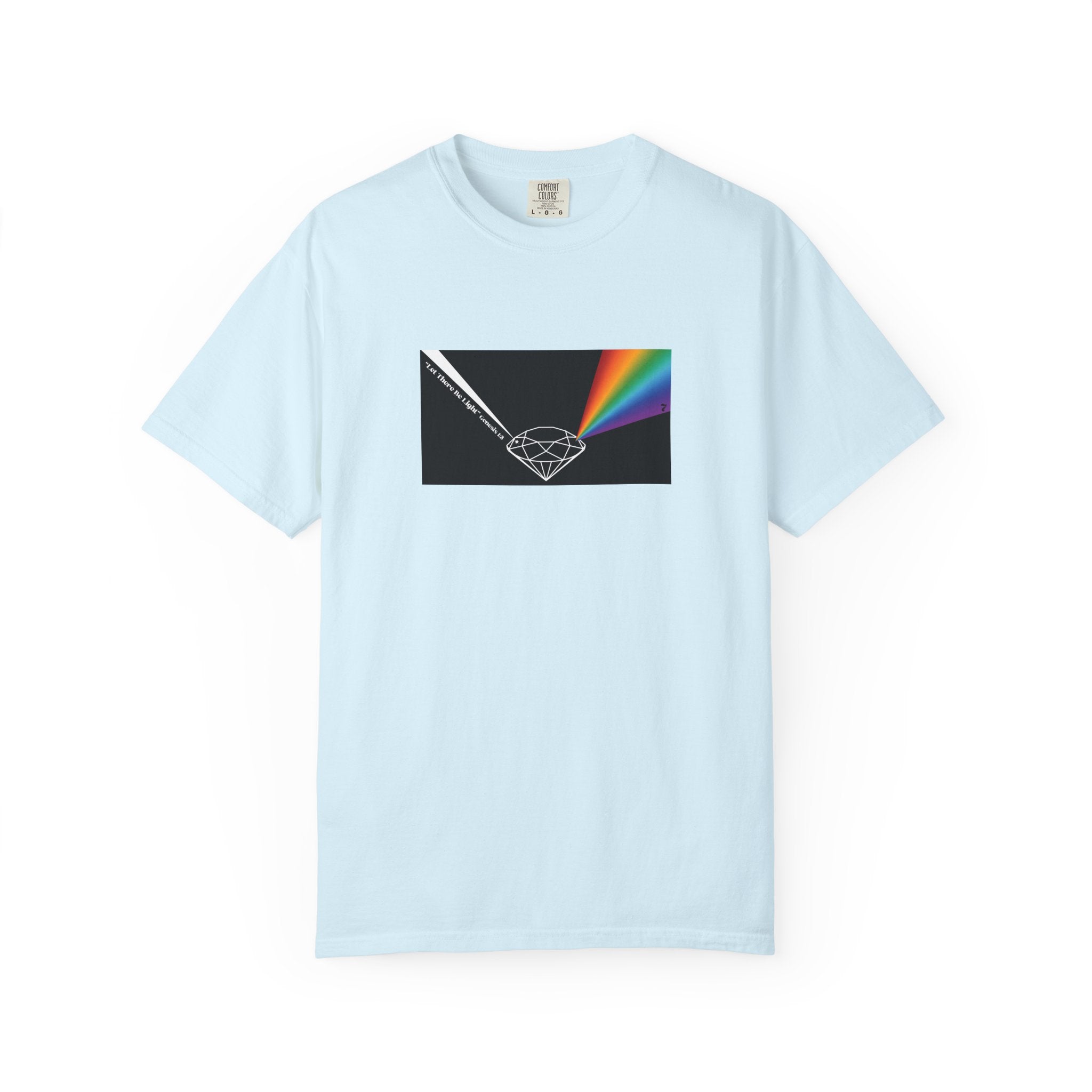 Prism Diamond Tee — Rainbow "Let There Be Light" Spectrum Graphic T-Shirt