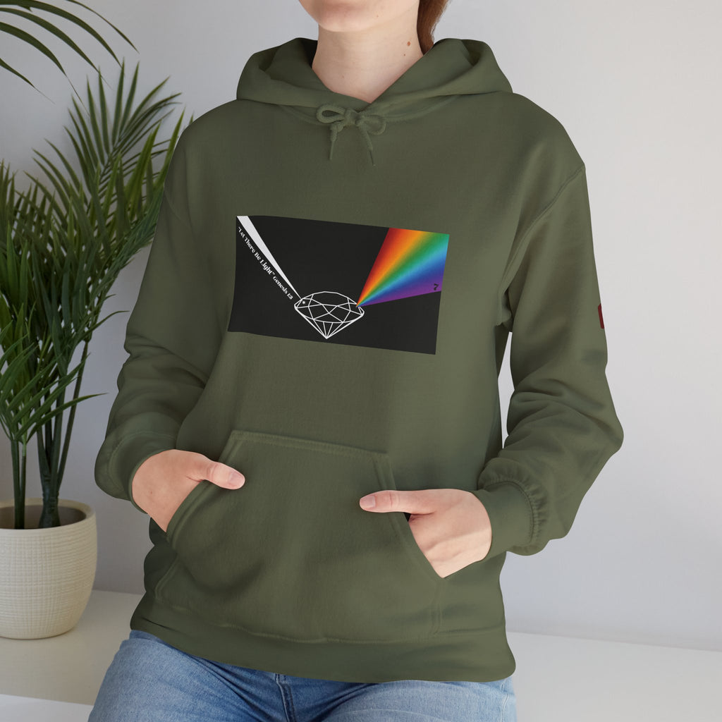 Unisex Prism Diamond "Let There Be Light" Hoodie | Rainbow Spectrum Prism Hooded Sweatshirt