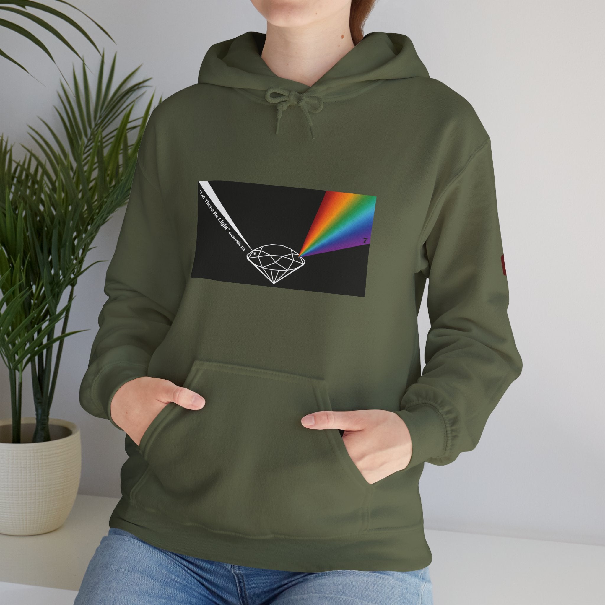 Unisex Prism Diamond "Let There Be Light" Hoodie | Rainbow Spectrum Prism Hooded Sweatshirt