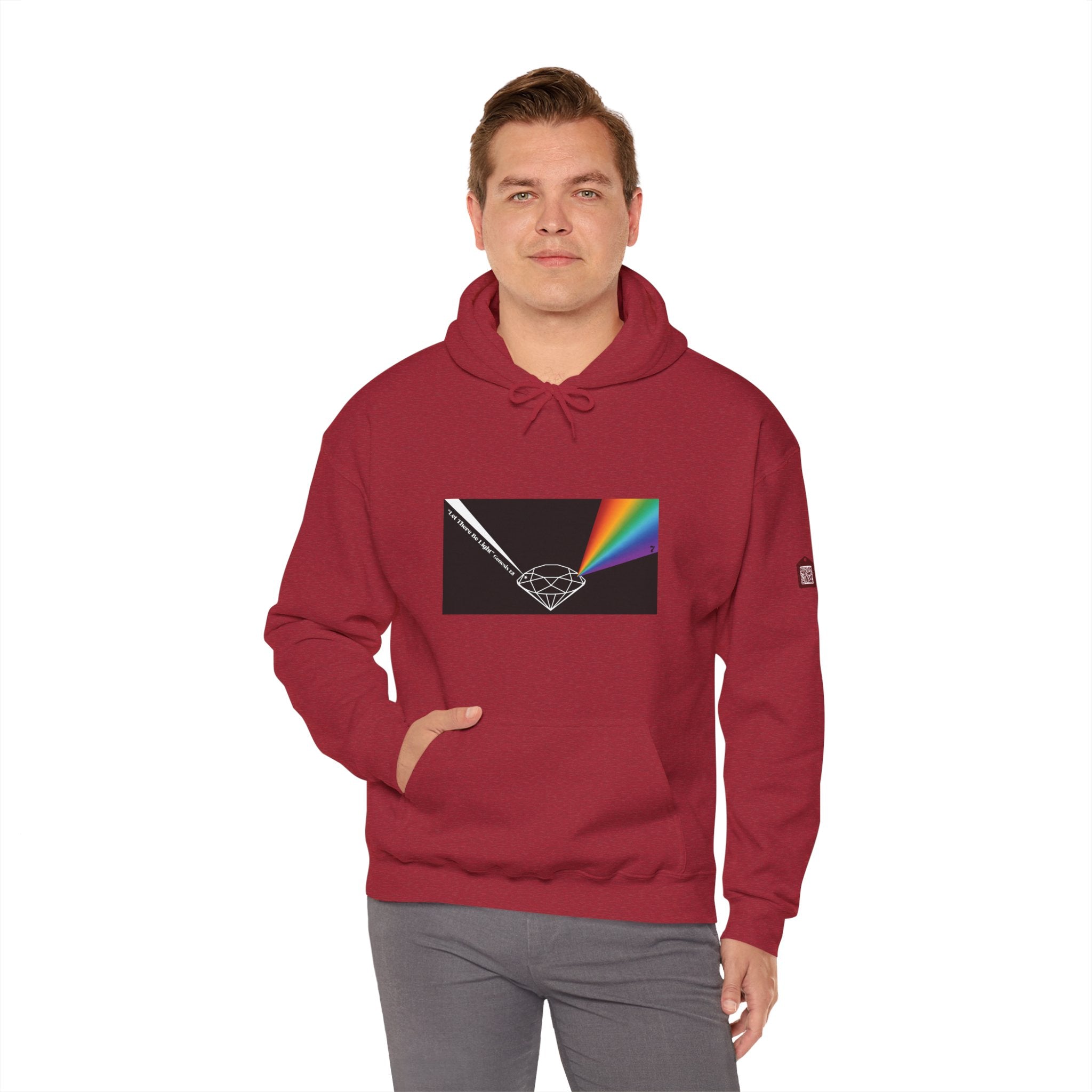 Unisex Prism Diamond "Let There Be Light" Hoodie | Rainbow Spectrum Prism Hooded Sweatshirt