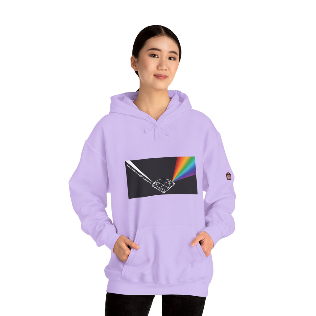 Unisex Prism Diamond "Let There Be Light" Hoodie | Rainbow Spectrum Prism Hooded Sweatshirt
