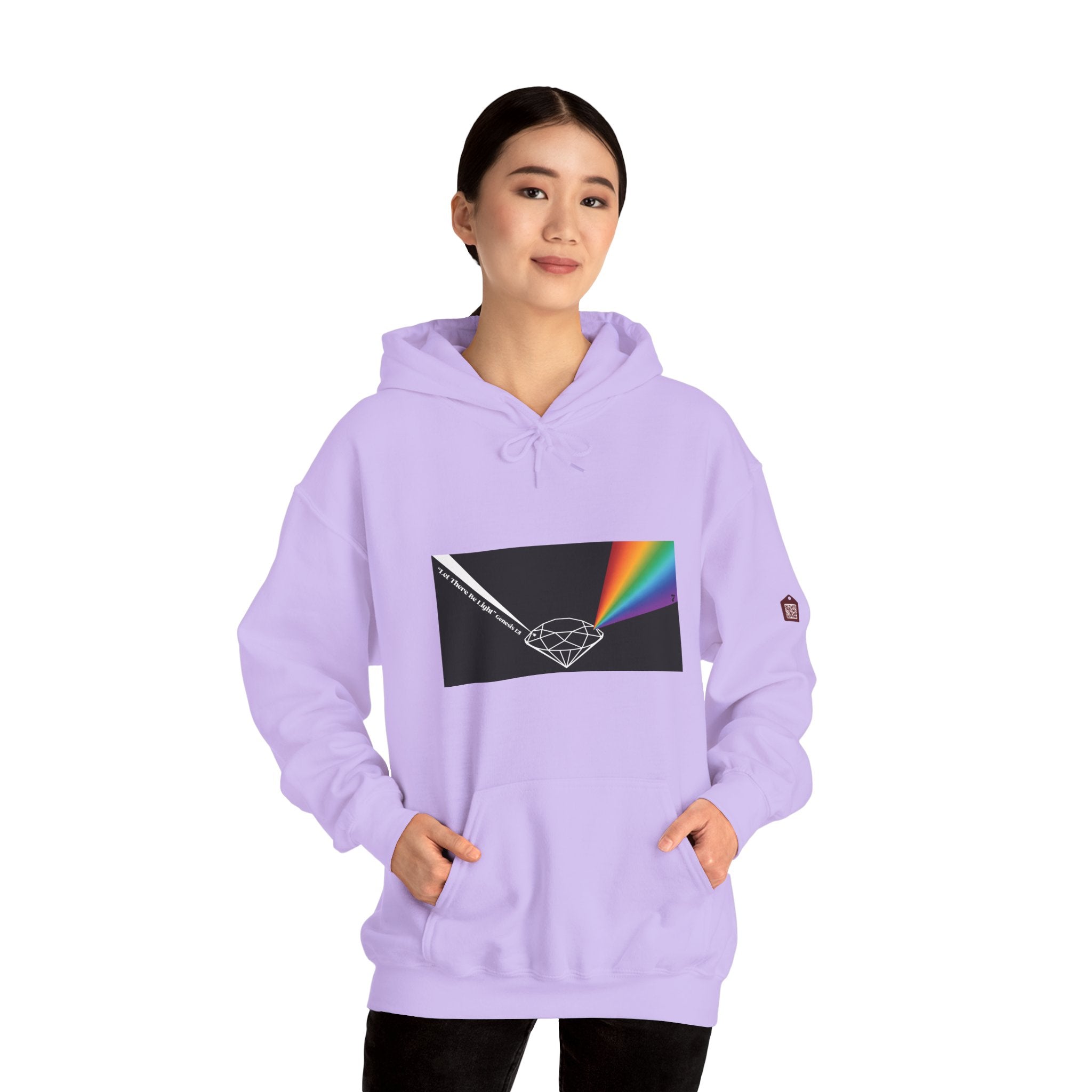 Unisex Prism Diamond "Let There Be Light" Hoodie | Rainbow Spectrum Prism Hooded Sweatshirt