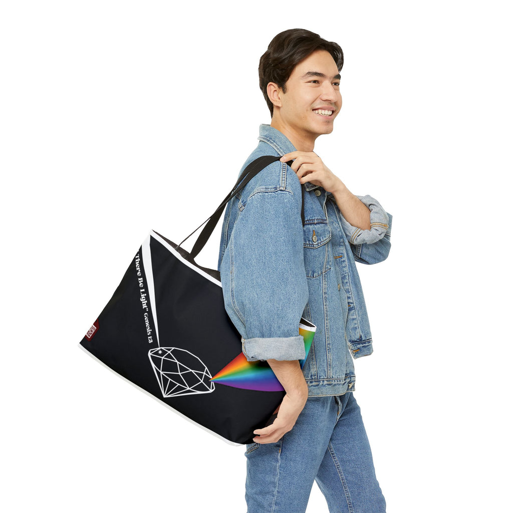 Weekender Tote Bag — Prism Diamond Rainbow Design Tote ("Let There Be Light")