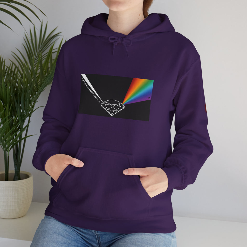 Unisex Prism Diamond "Let There Be Light" Hoodie | Rainbow Spectrum Prism Hooded Sweatshirt