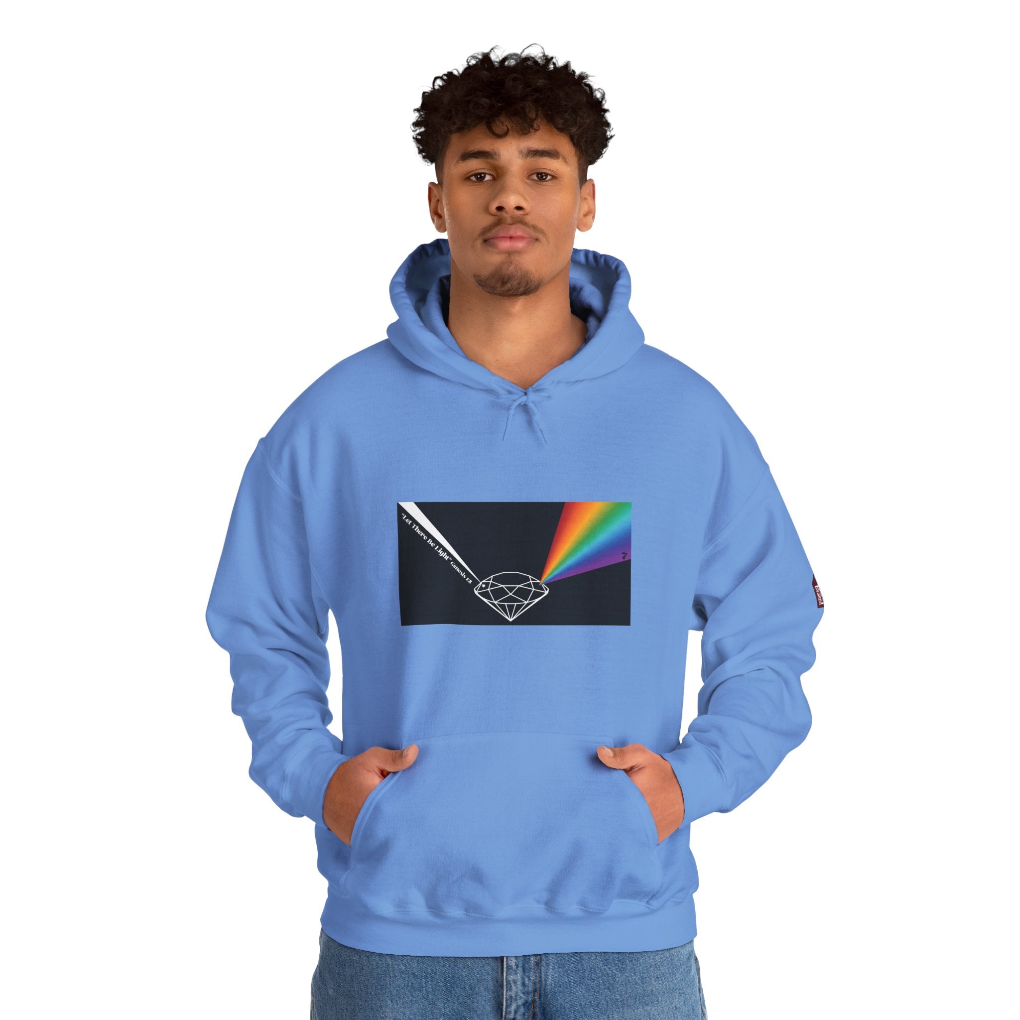 Unisex Prism Diamond "Let There Be Light" Hoodie | Rainbow Spectrum Prism Hooded Sweatshirt