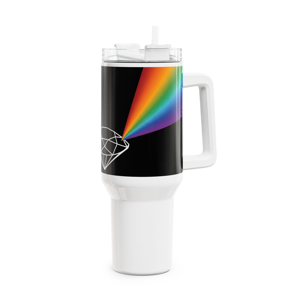 40oz Prism Diamond Tumbler — Black Rainbow Light Spectrum Travel Cup