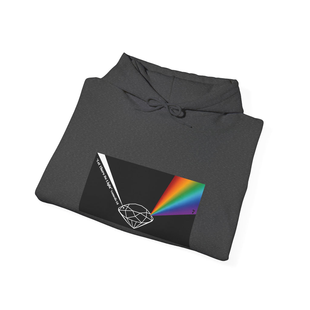 Unisex Prism Diamond "Let There Be Light" Hoodie | Rainbow Spectrum Prism Hooded Sweatshirt