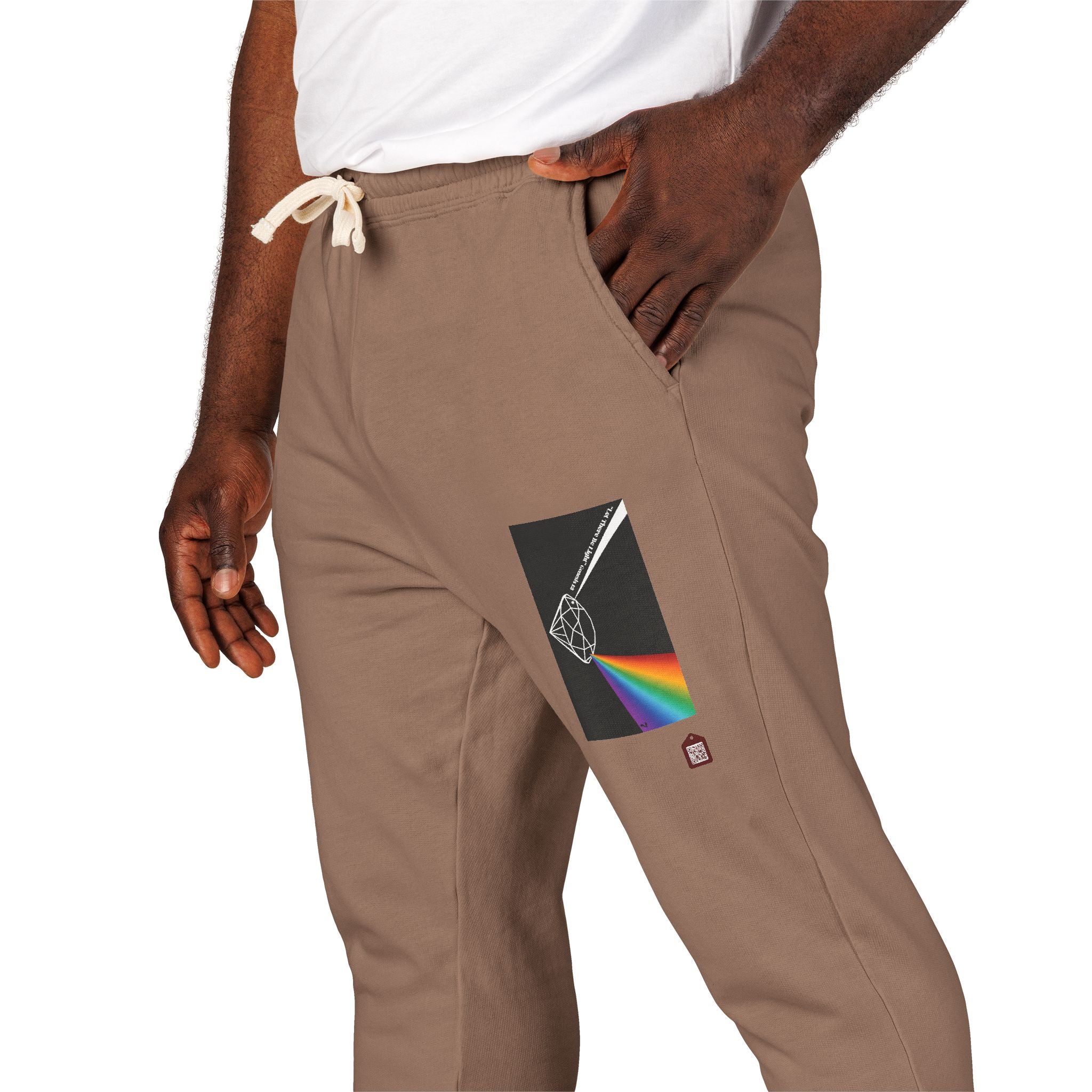 Fleece Sweatpants with Prism Bible Verse Pocket Graphic
