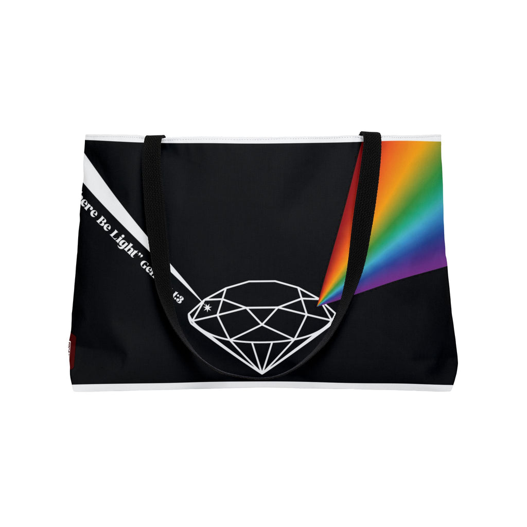 Weekender Tote Bag — Prism Diamond Rainbow Design Tote ("Let There Be Light")