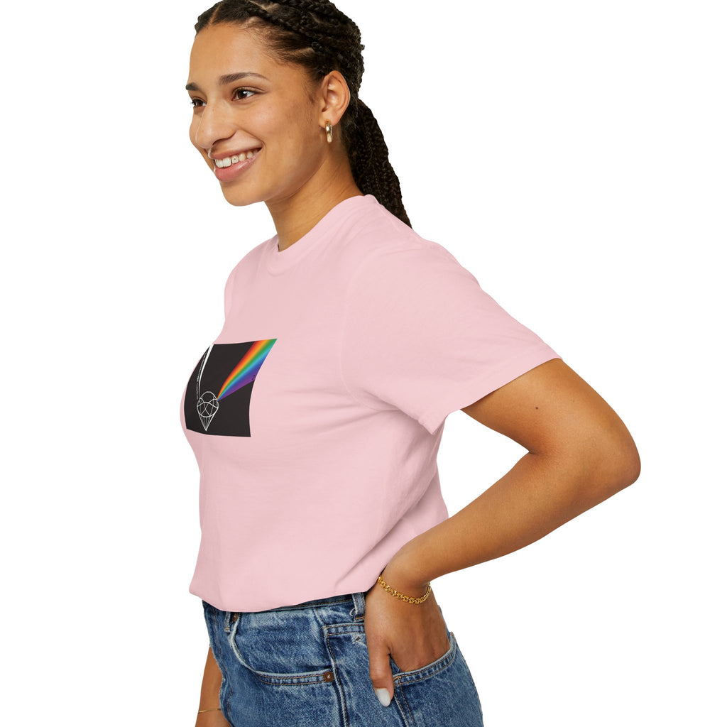 Prism Diamond Tee — Rainbow "Let There Be Light" Spectrum Graphic T-Shirt