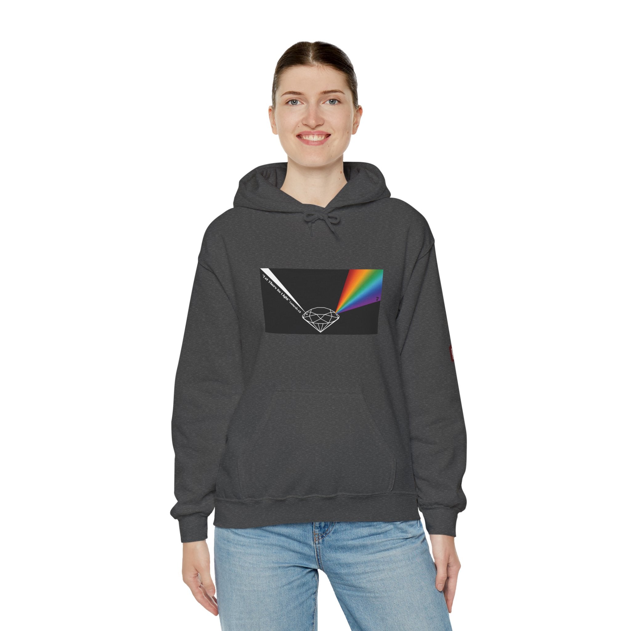 Unisex Prism Diamond "Let There Be Light" Hoodie | Rainbow Spectrum Prism Hooded Sweatshirt