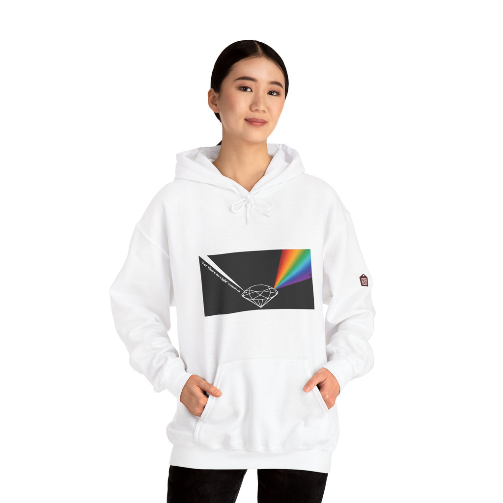 Unisex Prism Diamond "Let There Be Light" Hoodie | Rainbow Spectrum Prism Hooded Sweatshirt