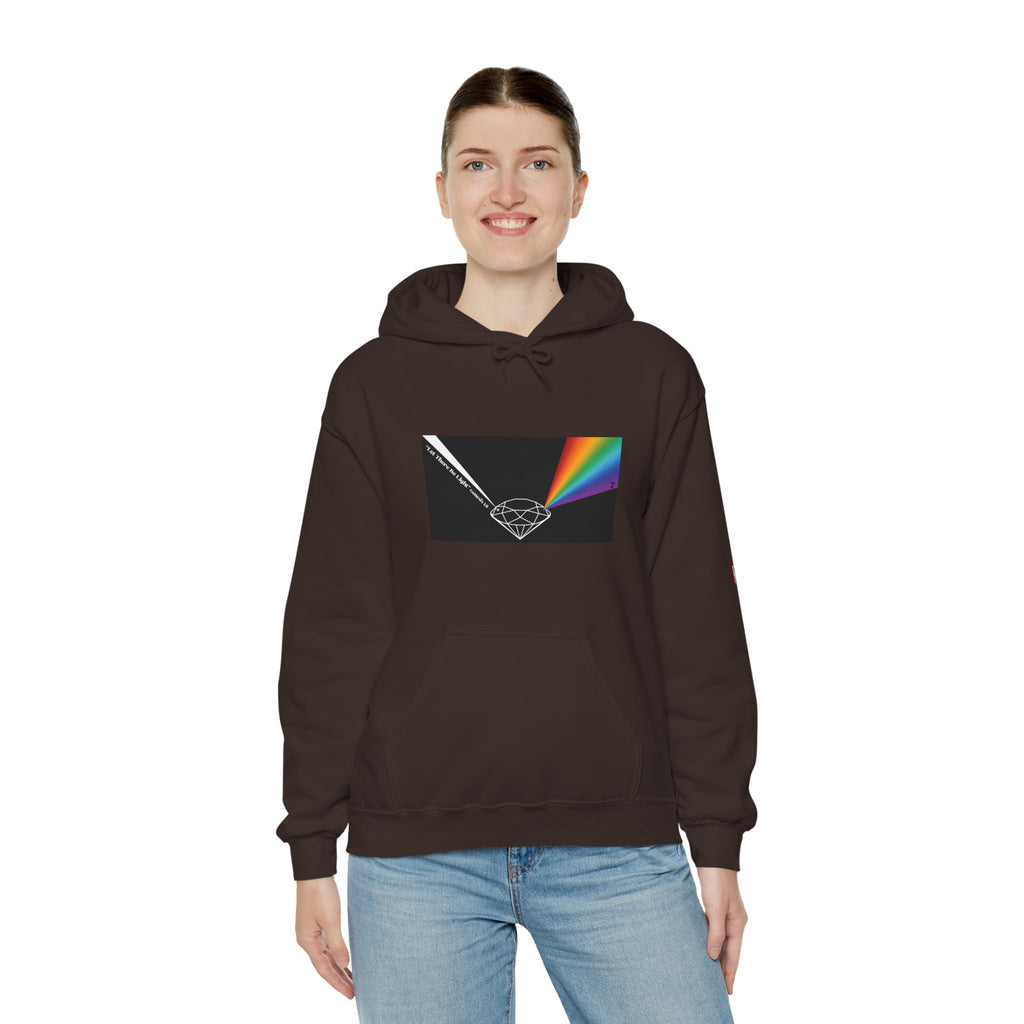 Unisex Prism Diamond "Let There Be Light" Hoodie | Rainbow Spectrum Prism Hooded Sweatshirt
