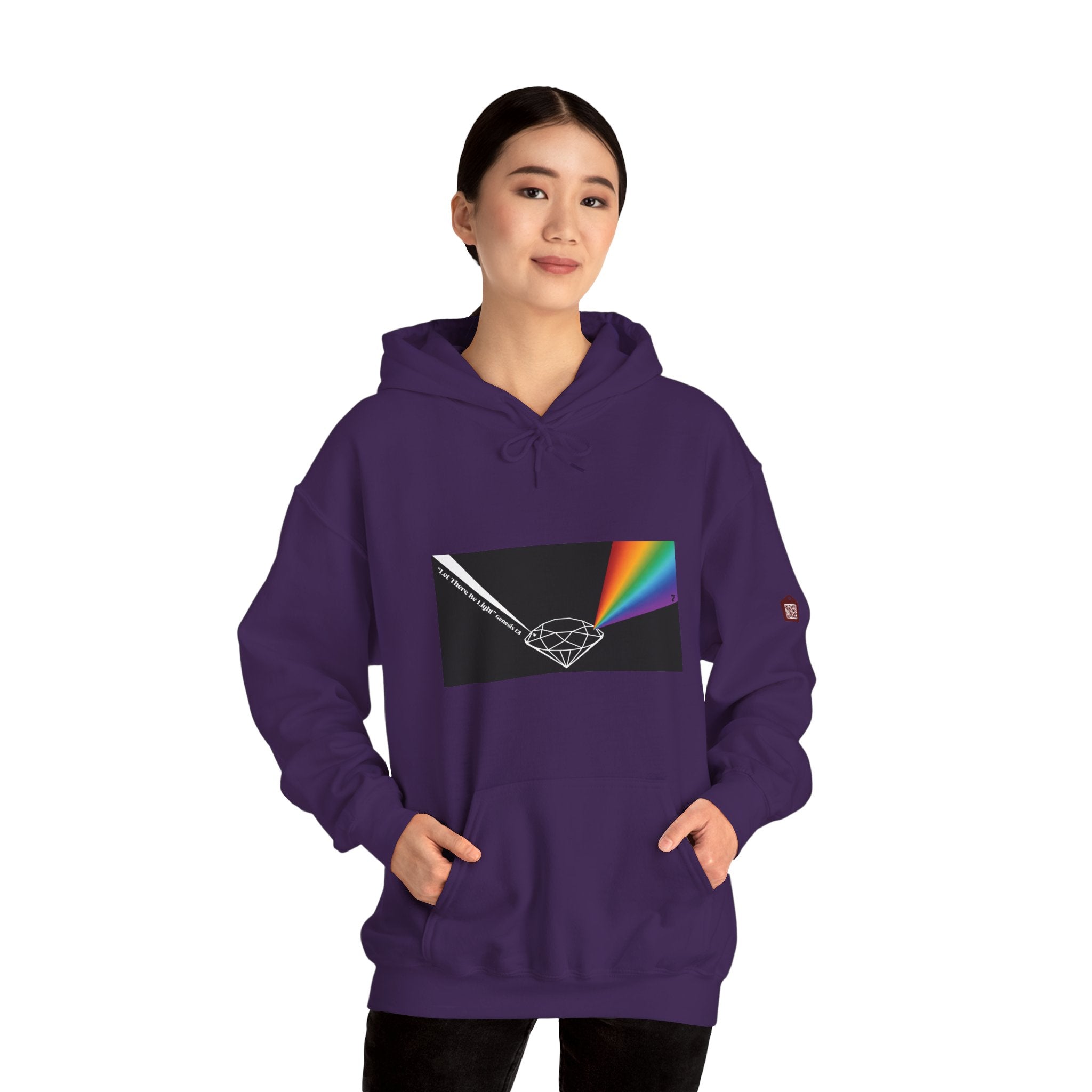 Unisex Prism Diamond "Let There Be Light" Hoodie | Rainbow Spectrum Prism Hooded Sweatshirt