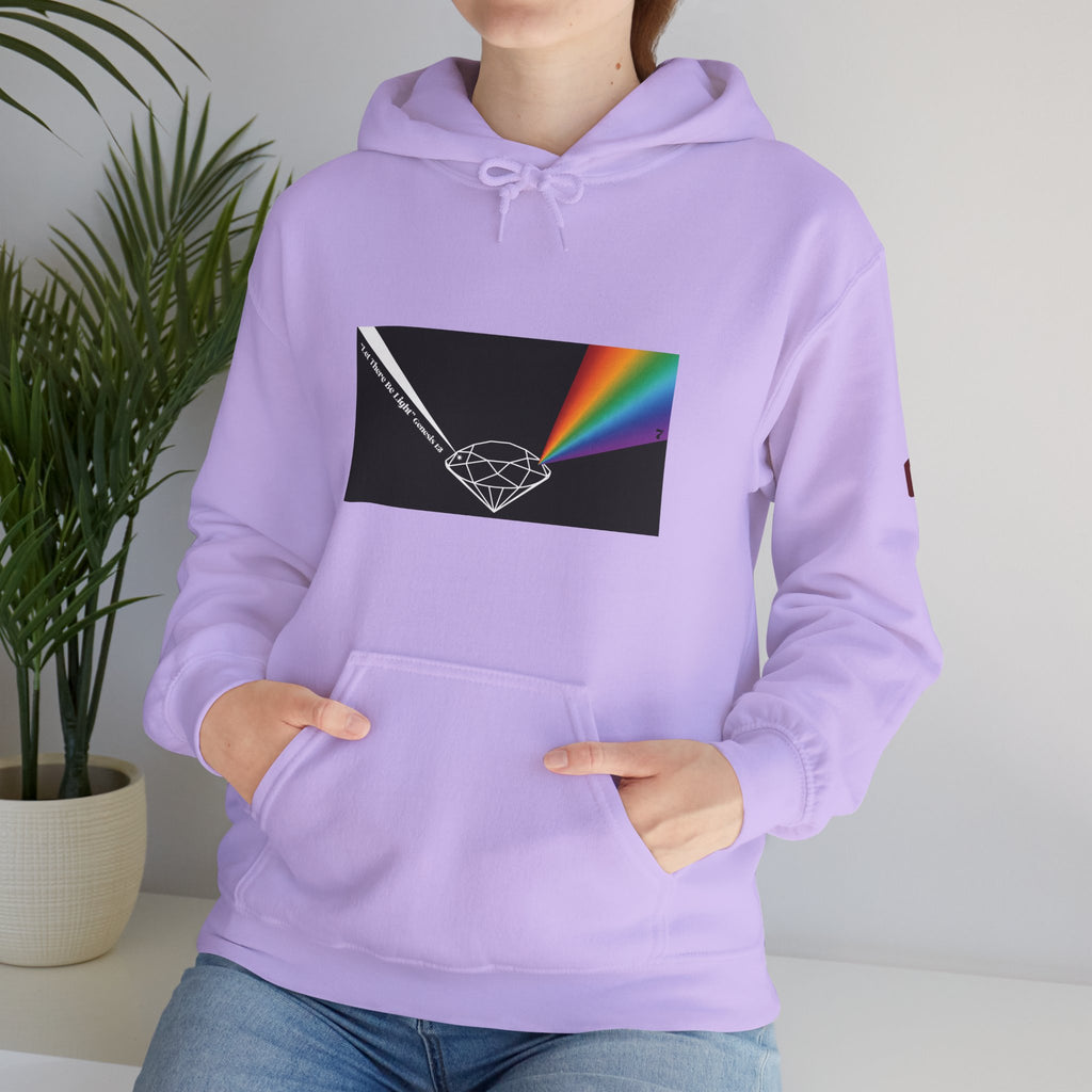 Unisex Prism Diamond "Let There Be Light" Hoodie | Rainbow Spectrum Prism Hooded Sweatshirt