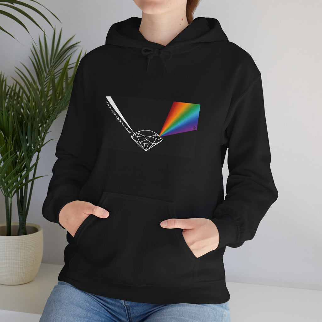 Unisex Prism Diamond "Let There Be Light" Hoodie | Rainbow Spectrum Prism Hooded Sweatshirt