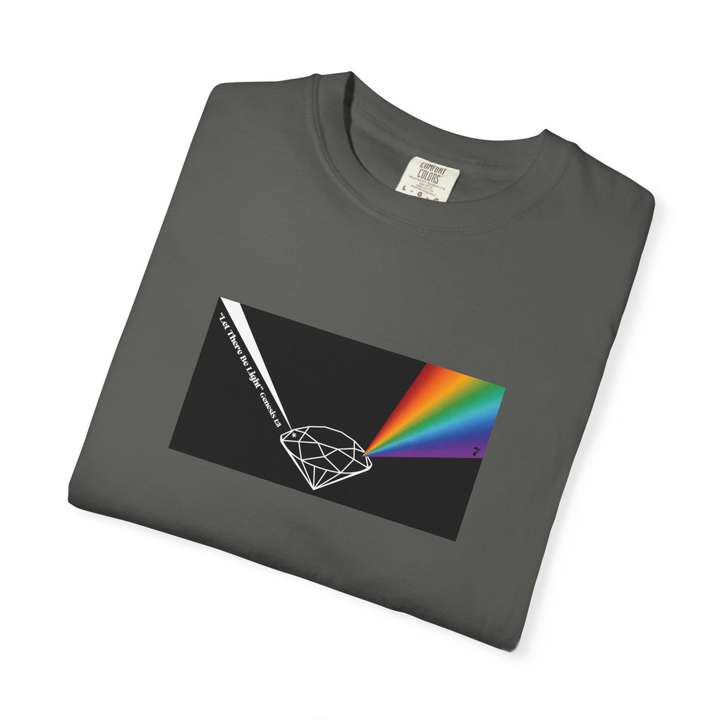 Prism Diamond Tee — Rainbow "Let There Be Light" Spectrum Graphic T-Shirt
