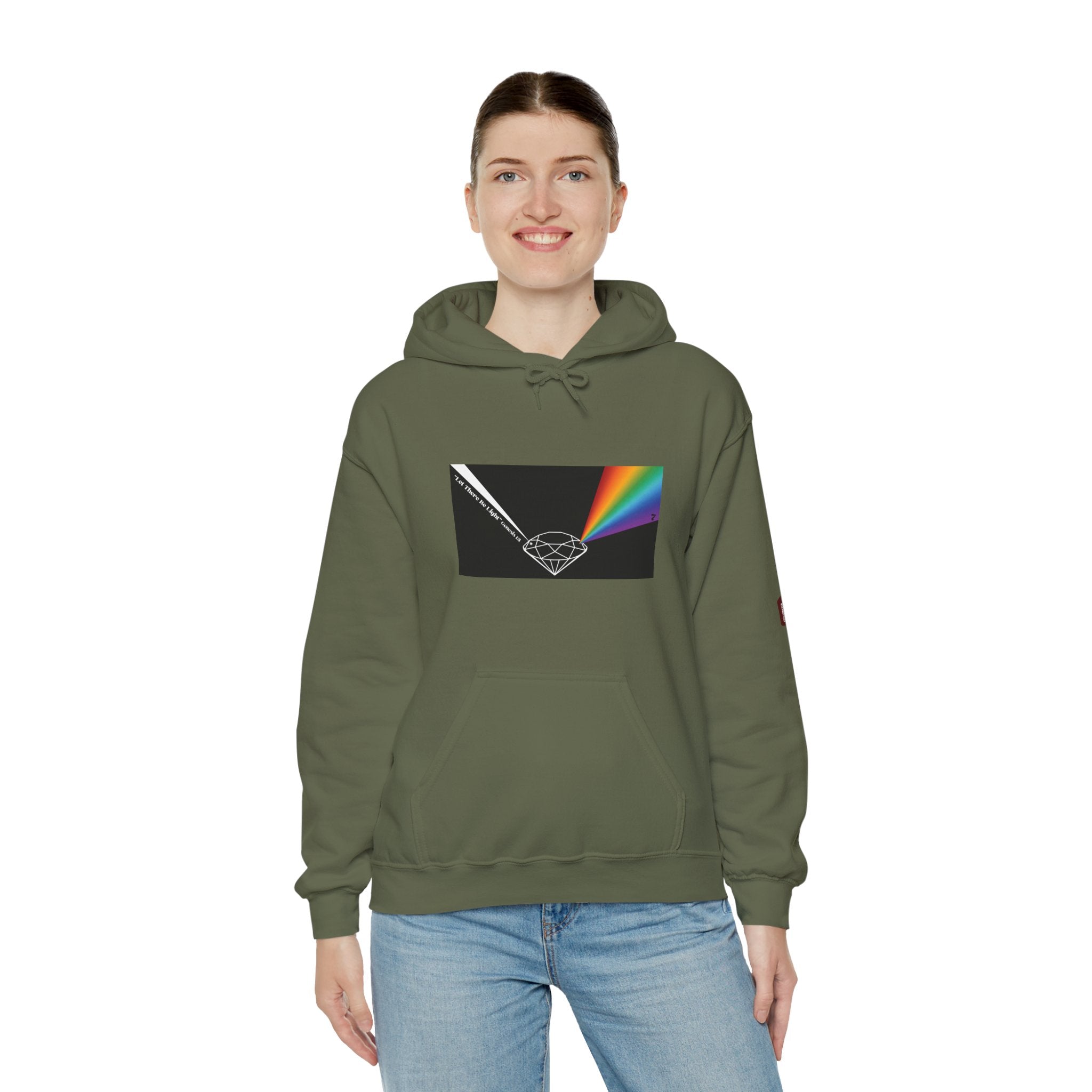 Unisex Prism Diamond "Let There Be Light" Hoodie | Rainbow Spectrum Prism Hooded Sweatshirt