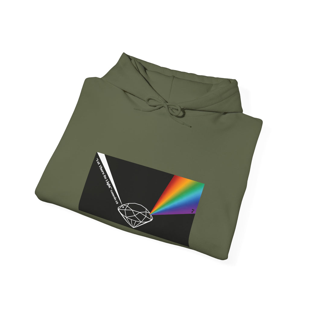 Unisex Prism Diamond "Let There Be Light" Hoodie | Rainbow Spectrum Prism Hooded Sweatshirt