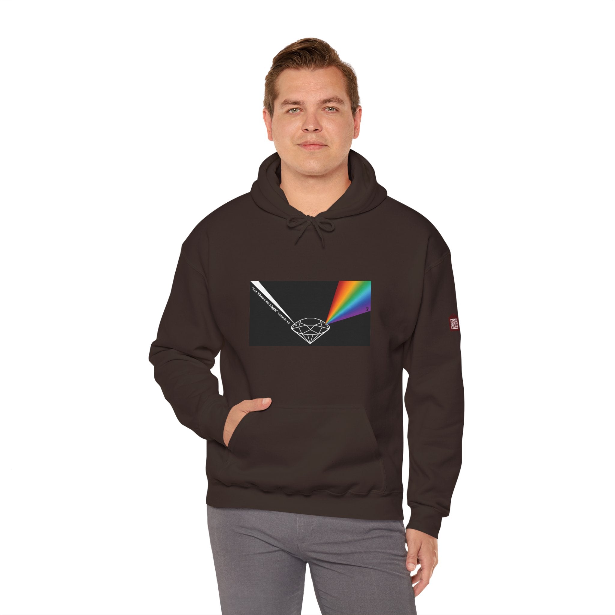 Unisex Prism Diamond "Let There Be Light" Hoodie | Rainbow Spectrum Prism Hooded Sweatshirt